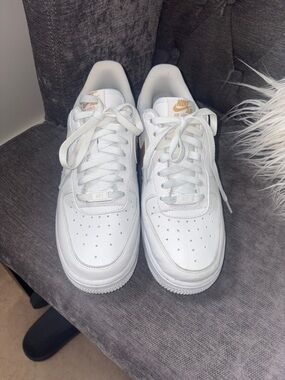 Nike Air Force 1 White with Gold Swoosh